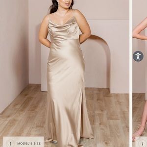 Revelry Skye Satin Bridesmaids Dress in gold champagne